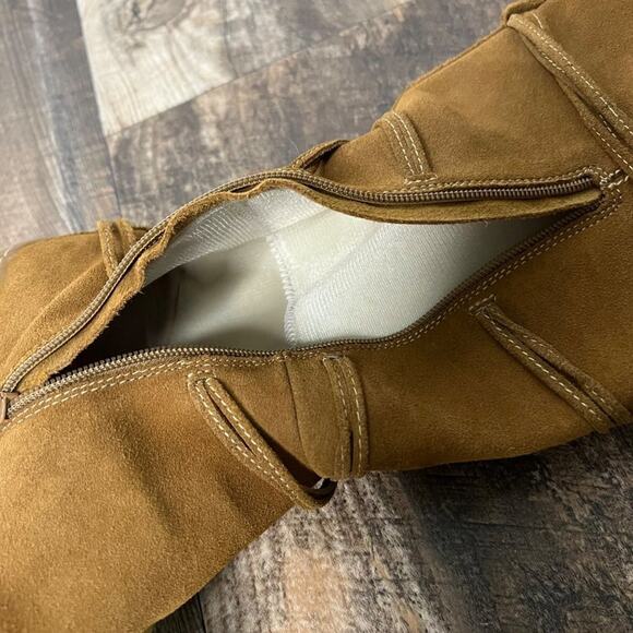 Ruff Hewn Womens Suede Shearling Fold Over Tall Boot Tan Fairycore Y2K Style - Picture 10 of 11